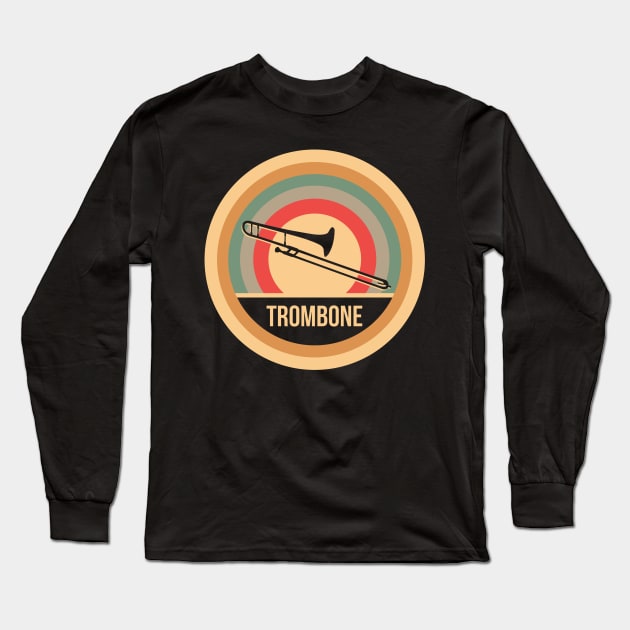 Retro Vintage Trombone Gift For Trombone Players Long Sleeve T-Shirt by OceanRadar